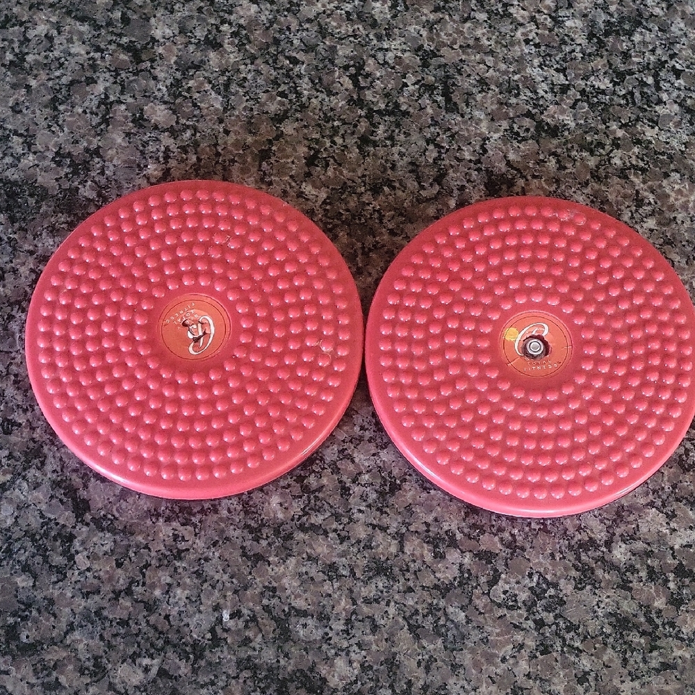 Lot of 2 Red Bally's Hip rotation Balance Discs gently used  approx 9.75" diamet